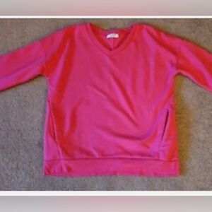 Zenana Outfitters Pink V-Neck Sweatshirt- Size Large